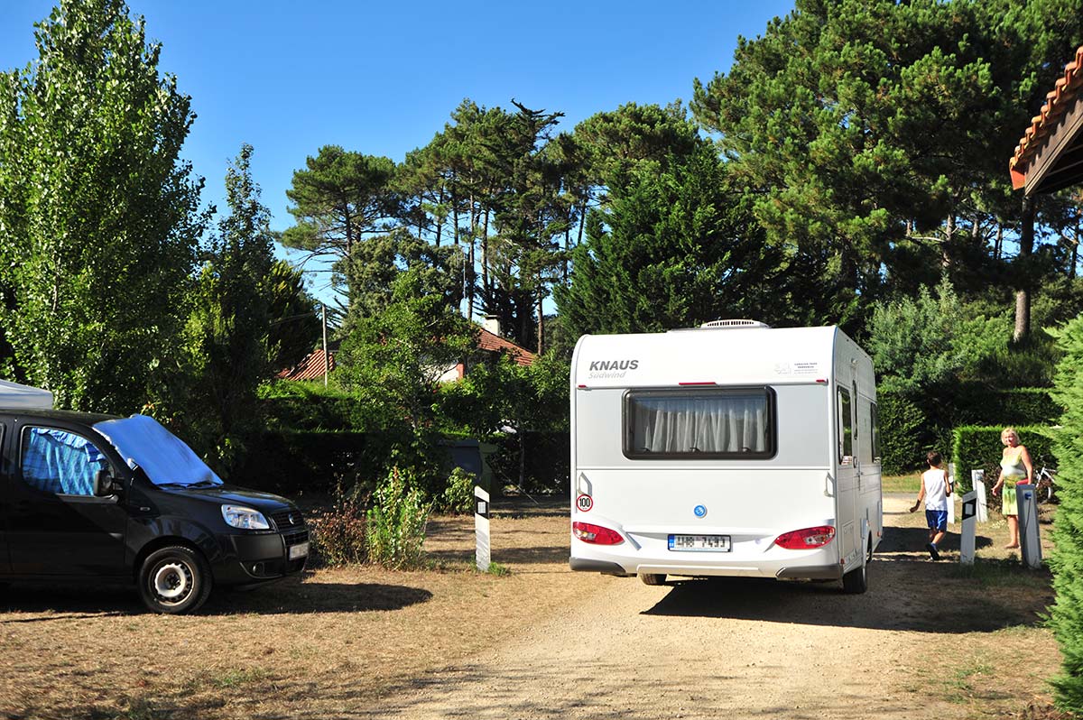A tent on its shaded pitch in the Landes at Messanges