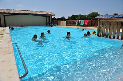 The swimming pool of the aquatic area of the campsite in the Landes near Vieux-Boucau in Messanges