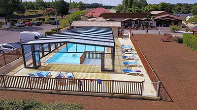 Aerial view of the aquatic area of the campsite near Hossegor in Messanges